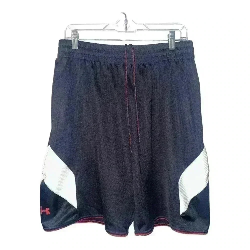 Under Armour Mens Black/White Basketball Shorts, Large